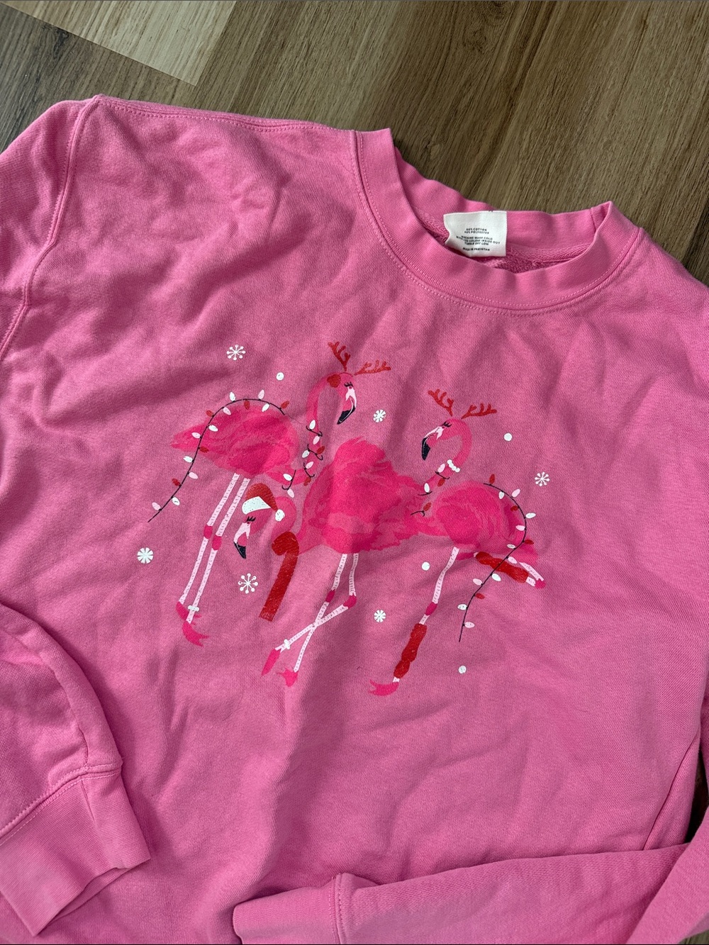 Living Fully Co Pink Flamingo Christmas Sweatshirt